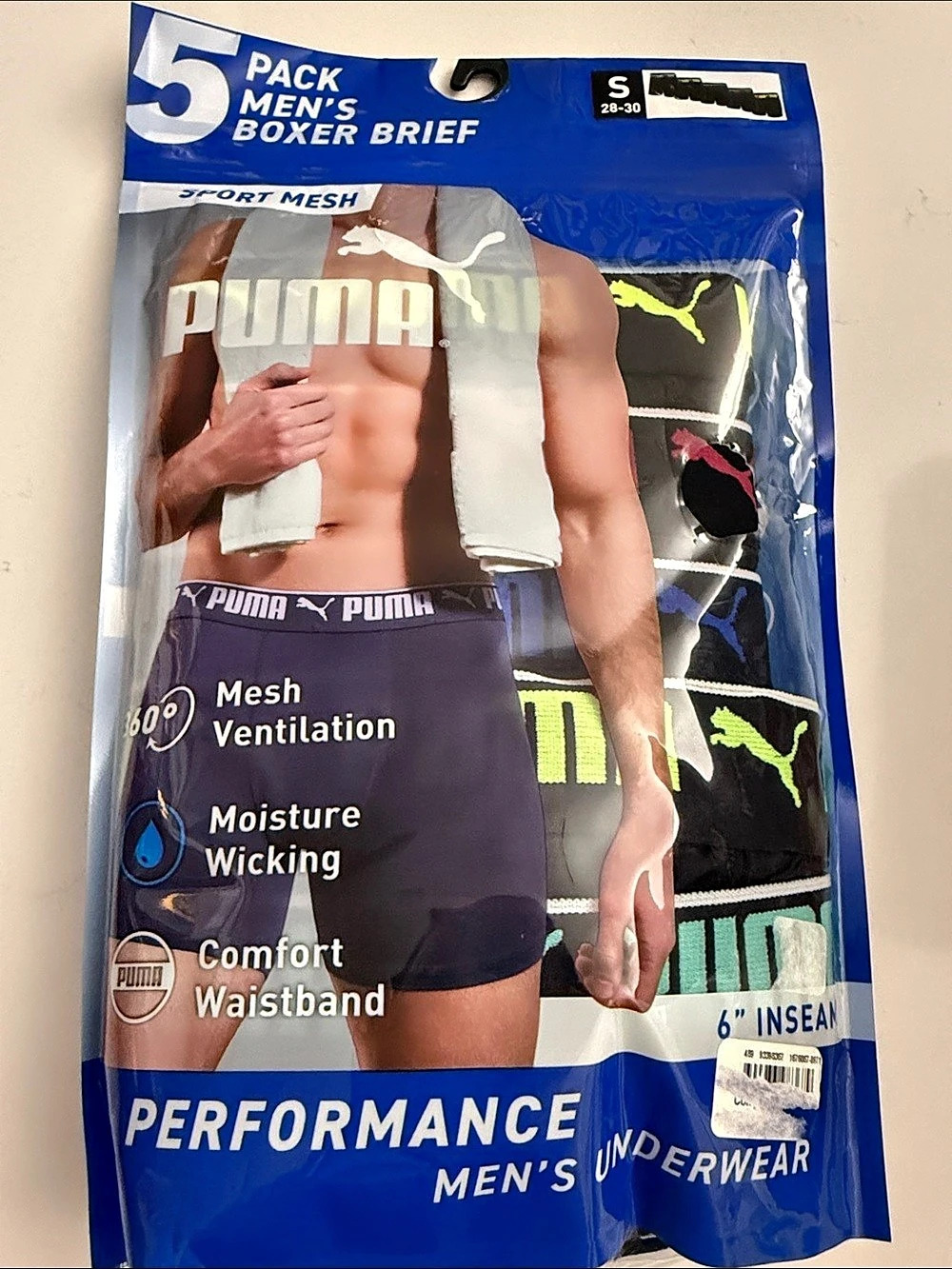 Puma Men'Small Sport Mesh Boxer Briefs 5-Pack Black Small
